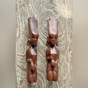 Hand carved wooden statues. Set of 2